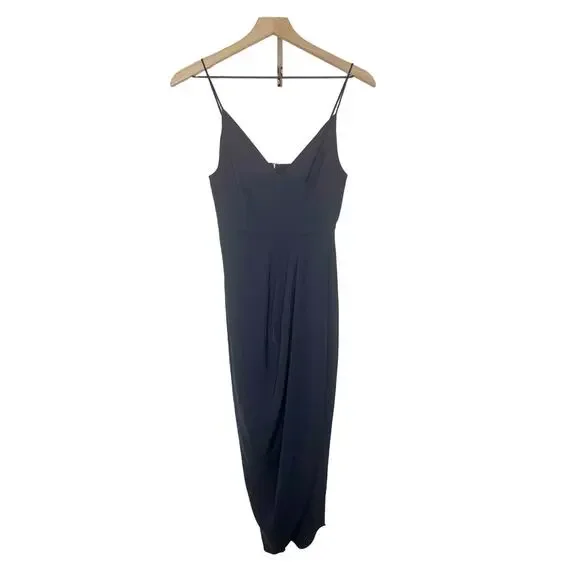 SHONA JOY Women's Size 2 Drape Front Maxi Dress Spaghetti Strap V Neck Charcoal - Picture 2 of 11